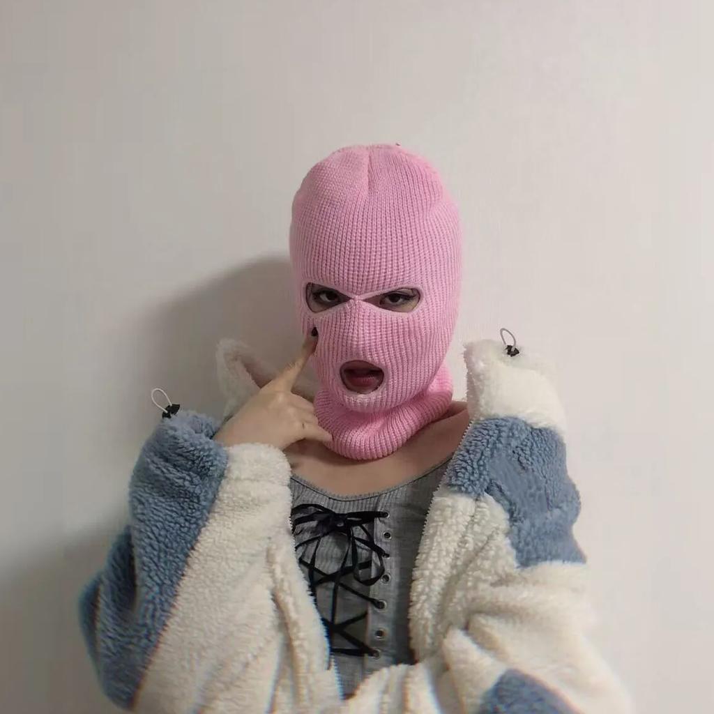 WTEMPO Unisex Full Cover Skiing Face Mask Hats 3 Holes Winter Windproof Cold-proof Knit Beanie Hip Hop Winter Warm Caps