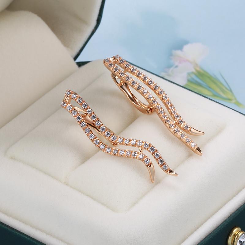 Mode Geometriska Långa Hängande Örhängen För Kvinnor Roséguld Naturlig Zirkon Bröllop Vardag Fint Smycke Kristall Present