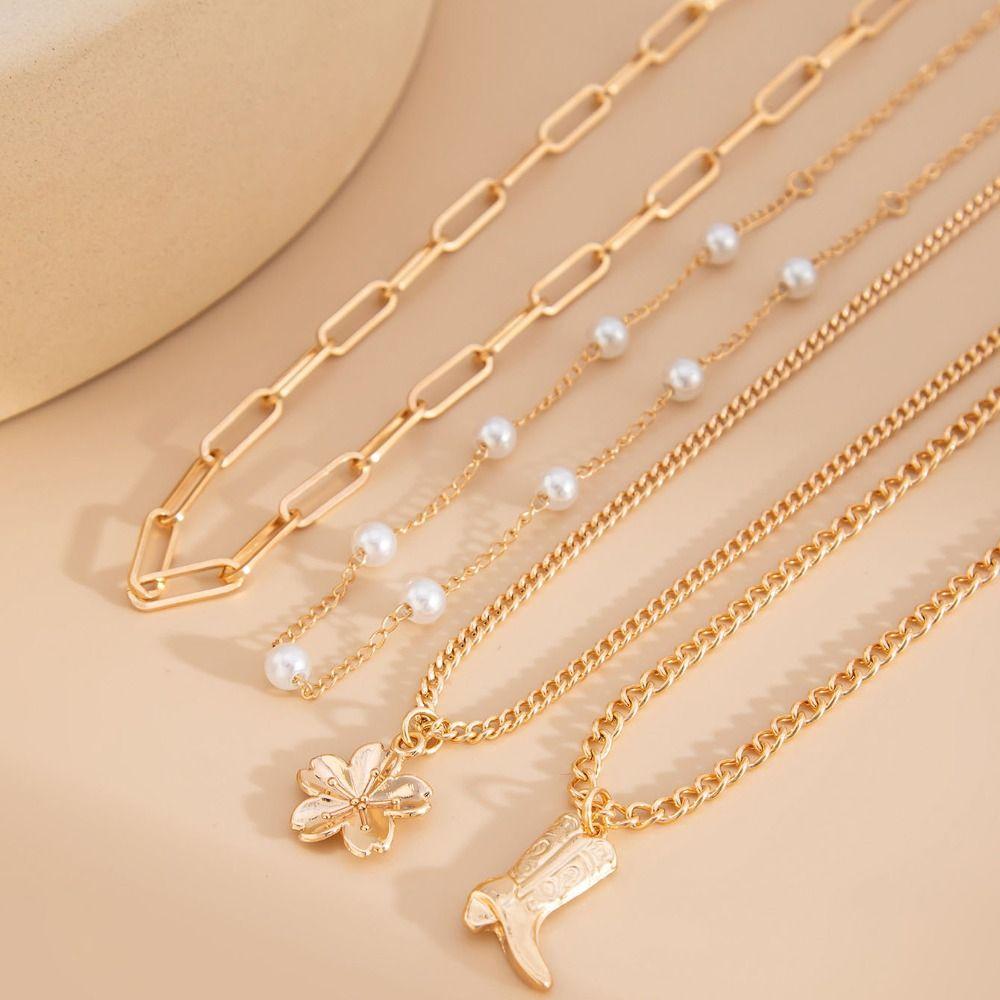 Heart Pendant Shell Multilayer Necklace Mulitlayer Pearl Beaded Necklace  Gifts