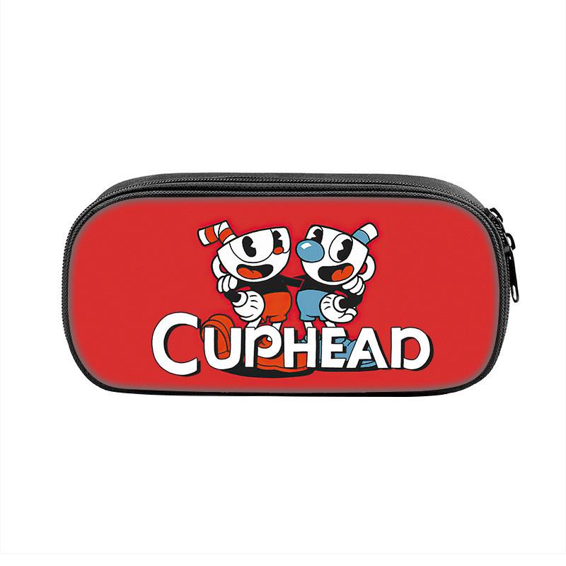 Cuphead Cartoon Pen Case Nylon Storage Pouch For Students And Kids