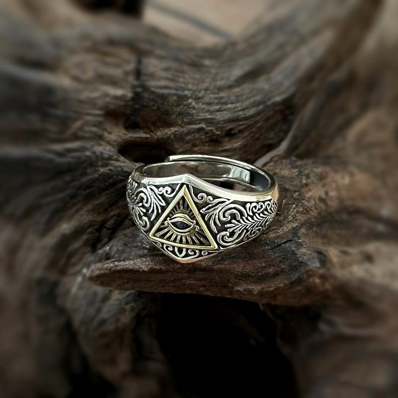 Adjustable Open Ring With Ancient Egyptian Eye Of Horus Motif Retro Vintage Bohemian Style Unisex Jewelry Men Women