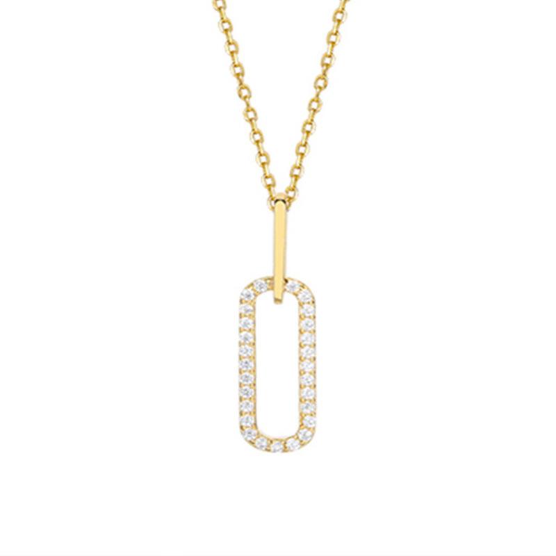 Silver Double Empty Square Buckle Zircon Necklace Exquisite Geometric 18k Gold-plated Charm Necklace for Women Gifts Jewelry