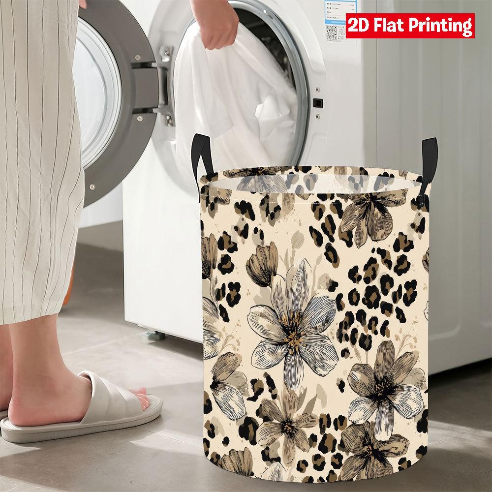 Collapsible Laundry Basket Large Round Waterproof Fabric Hamper Dirty Clothes Storage Bin Toy Organizer with Handles