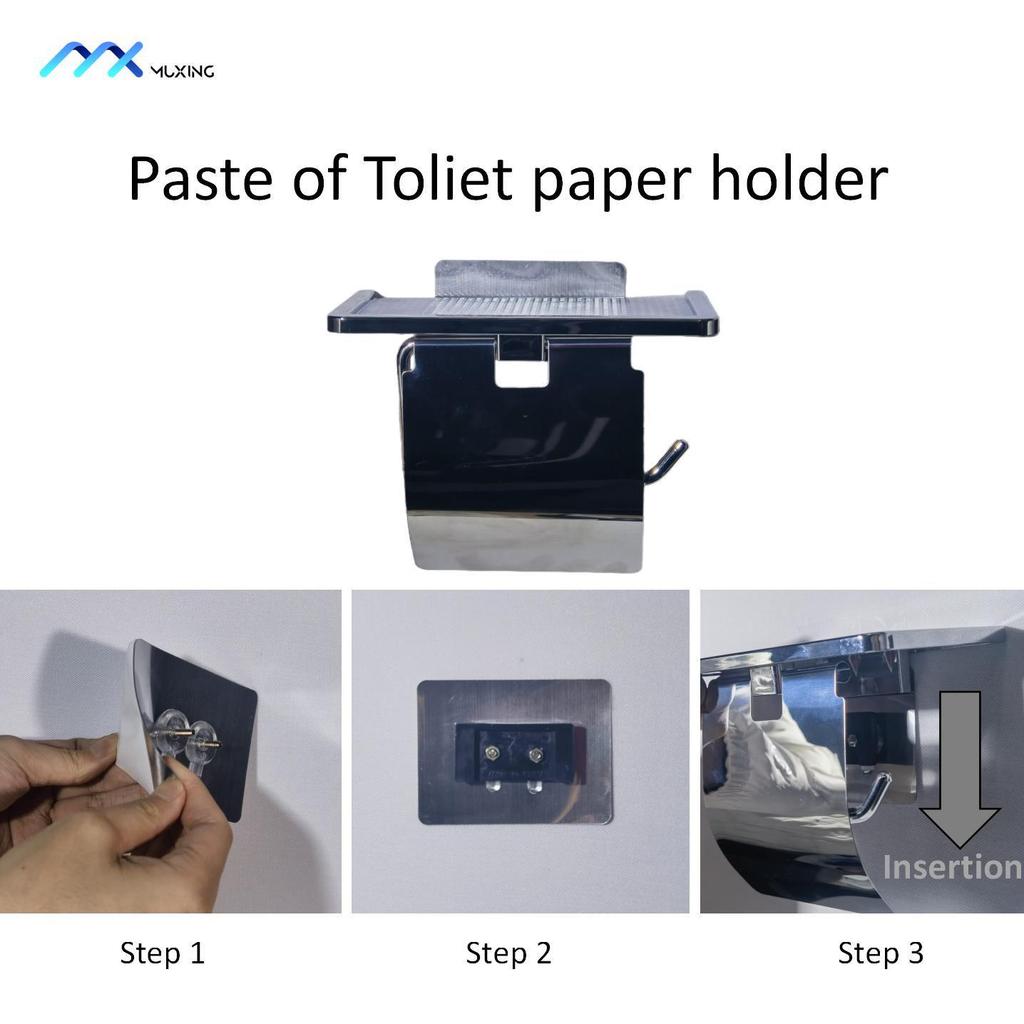 Punch-Free Stainless Steel Waterproof Toilet Paper Holder - Korean Style Bathroom Storage Rack