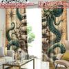 2D FLAT PRINTING 2pcs Curtains (Without Rod) Kraken Attacks Ship Modern Minimalist Curtains Machine Washable Fabric Curtains
