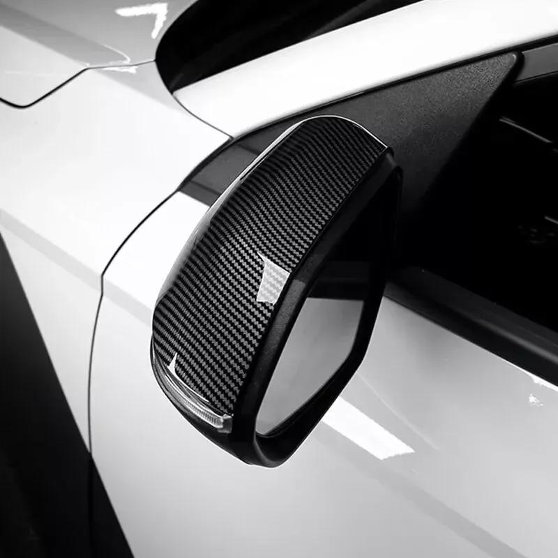 For Hyundai Kona 2024 2025 Car Sticker Rearview Side Mirror Cover Wing Cap Exterior Door Rear View Case Trim Carbon Fiber Look