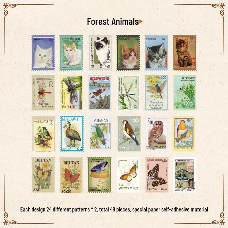 Vintage Edebi Pul Çıkartmaları - Dergiler ve Kendin Yap El Sanatları İçin Filateli Müzesi Serisi