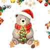 Christmas Party Glass Stickers Bear Static Window Clings, Cute Holiday Decals, Waterproof PVC Xmas Decor for Doors Home Store And Bathroom Decorations
