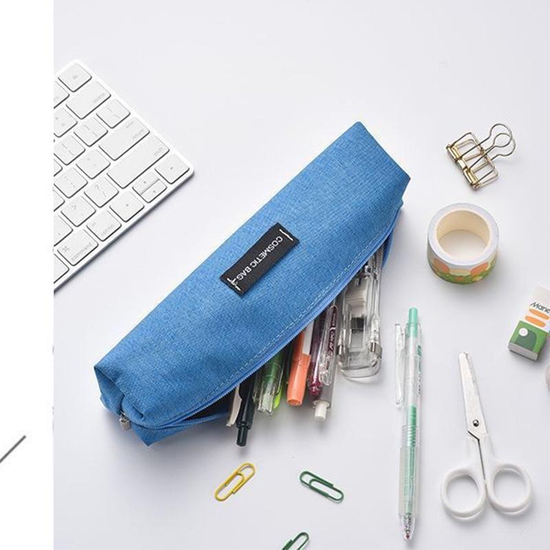 Canvas Pencil Case, Solid Color, Large Capacity Stationery Box, Pencil Storage and Document Bag