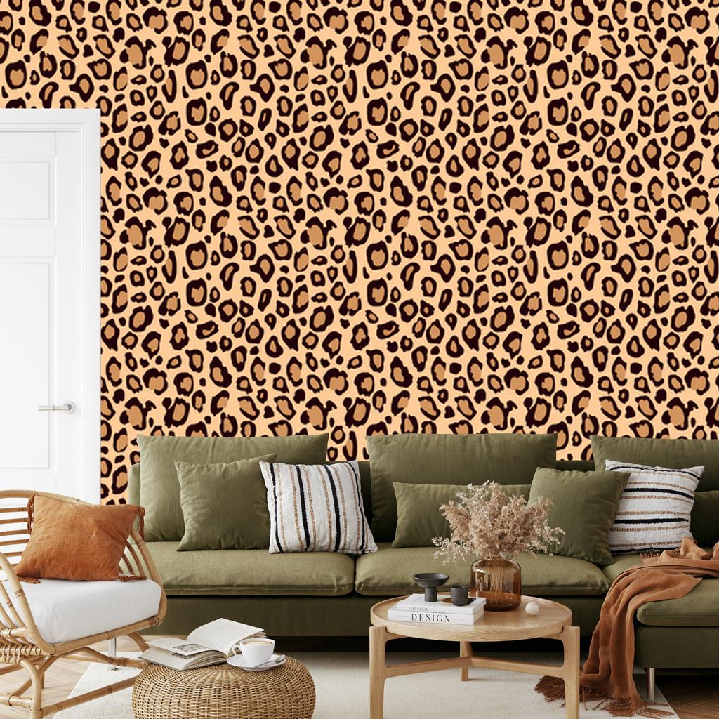 Animal Skin Wallpaper Orange and Cream 50x1000
