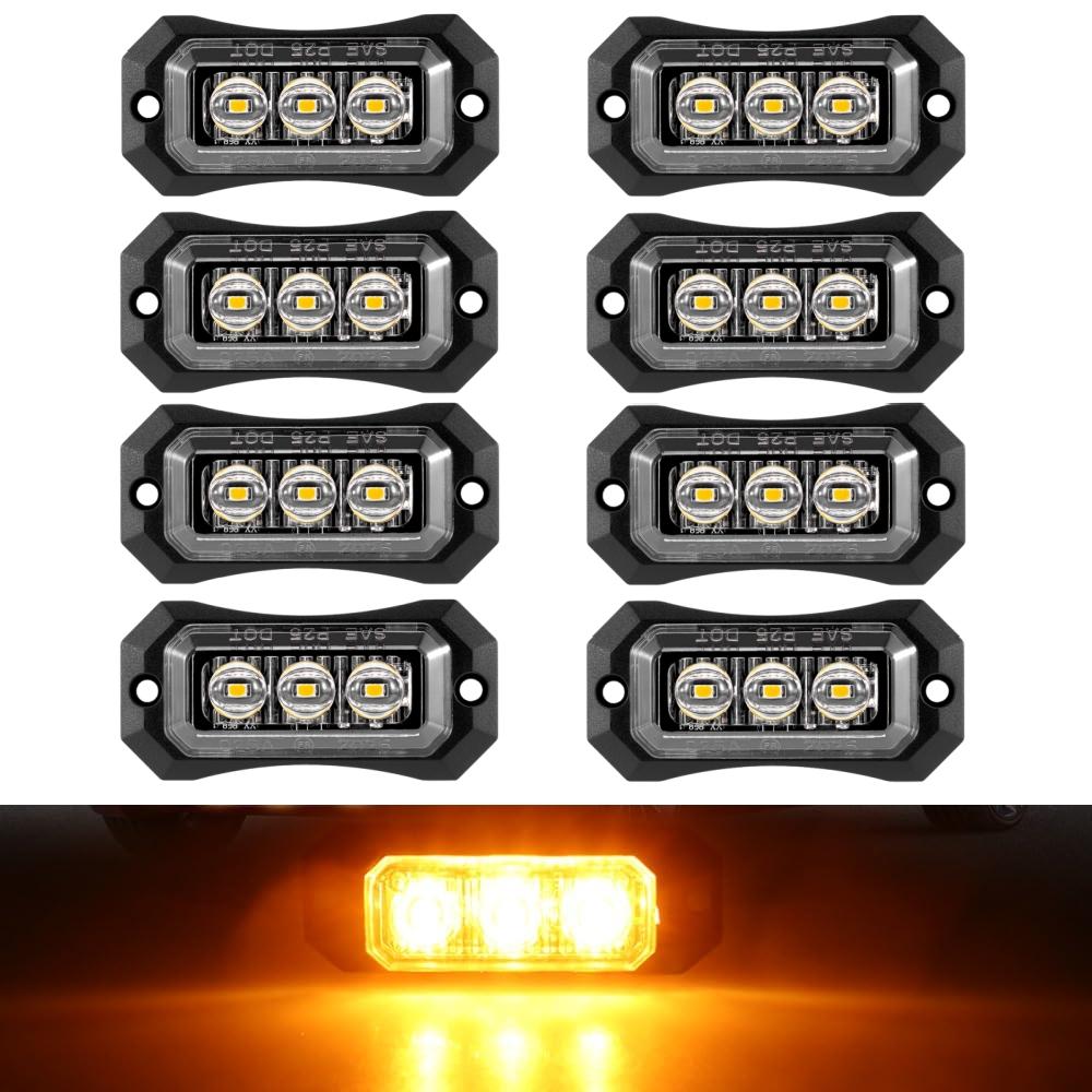 8PCS Truck Lighting LED Side Marker Boat Trailer Lights 3LED Clearance Lights Assembly LED Light Truck 24v 12v