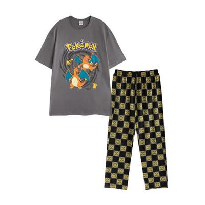 Mens Pikachu & Charizard Short-Sleeved Long Pyjama Set