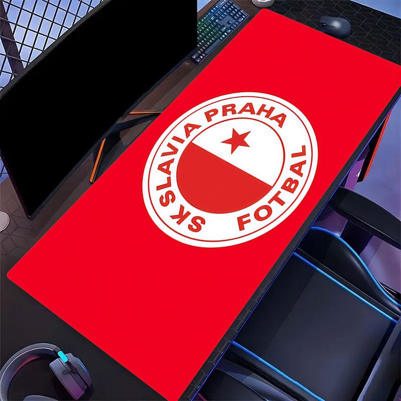 SK Slavia Praha Art Mouse Pad, Large Gaming Desk Mat, Non-slip XXL Mousepad for Laptop & Tablet, Mini PC Playmat with Stitched Edges