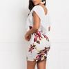 Sexy Floral Bodycon Mini Dress Sleeveless O Neck Holiday Party Short Dress for Women