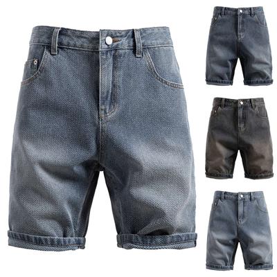 Shorts en jean décontractés texturés de couleur estivale pour hommes Mode pour hommes