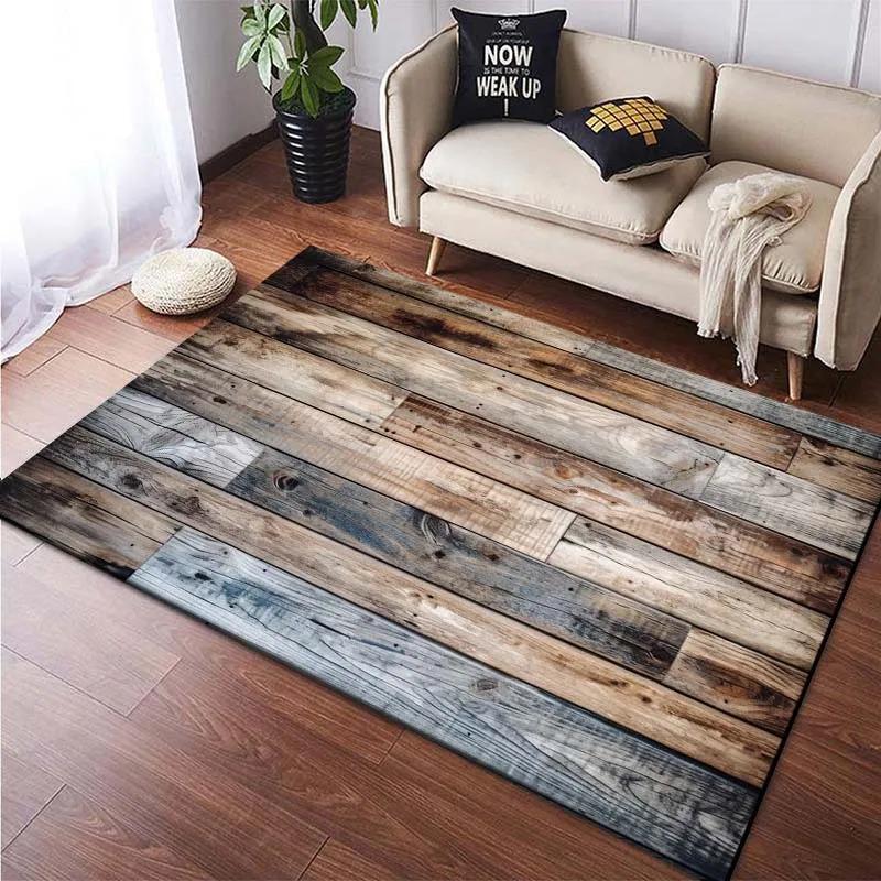 Wooden Floor Pattern Mats Door Front Decoration Home Living Room Mats