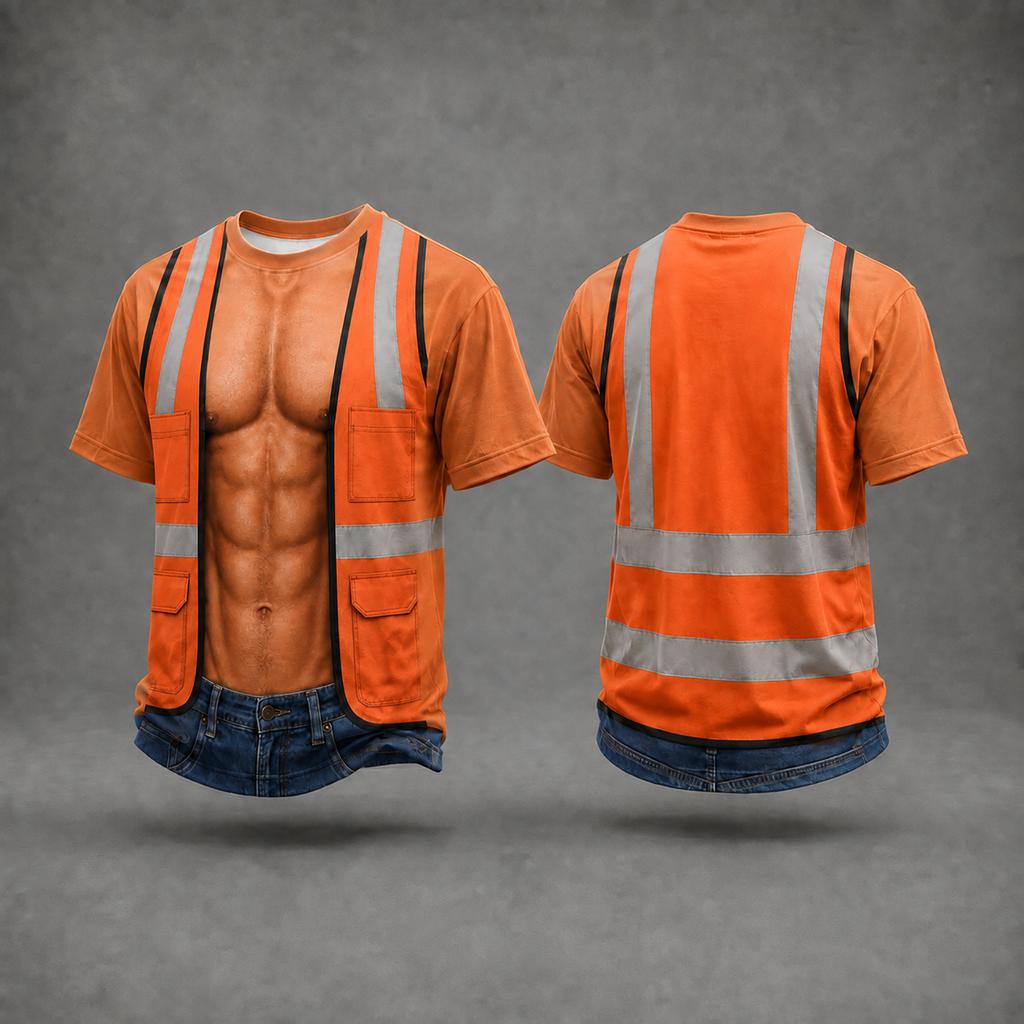 Men's Halloween Letter Print Loose Fit Casual T-Shirt Funny Novelty Top