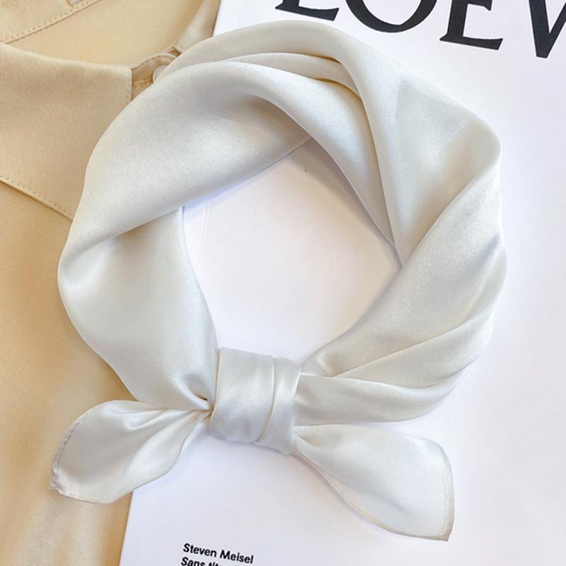 Blue Fashion Scarves For Women Shawl Solid Silk Satin Hijab Scarf Female 70*70Cm Luxury  Square Shawls Scarfs For Ladies