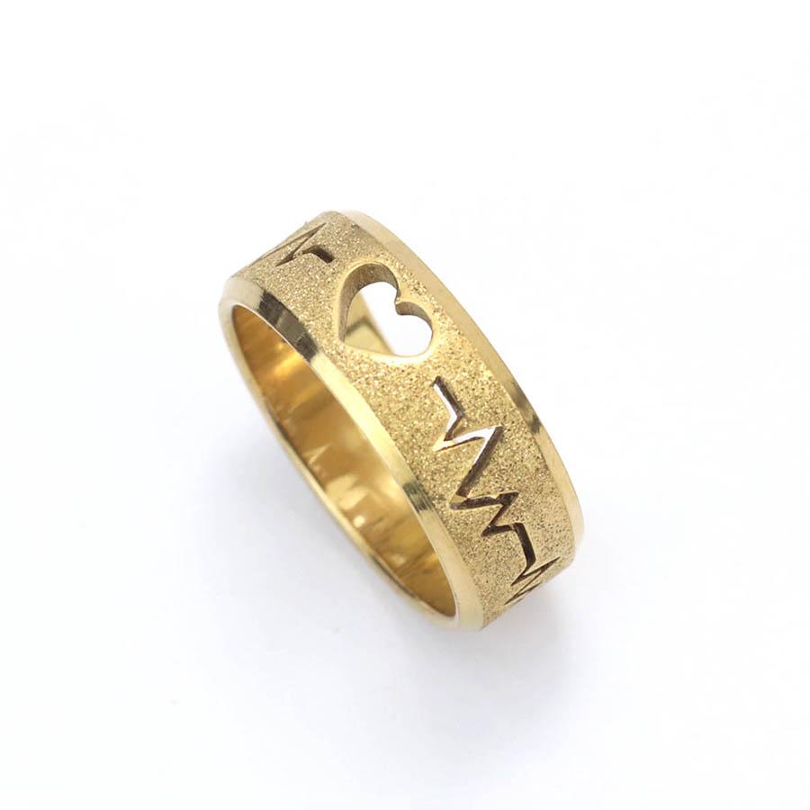 

New Stainless Steel Couple Ring Unfading Not Allergic Heart Electrocardiogram Frosting Paired Anillo Valentine Day Gift 4 Sizes 10