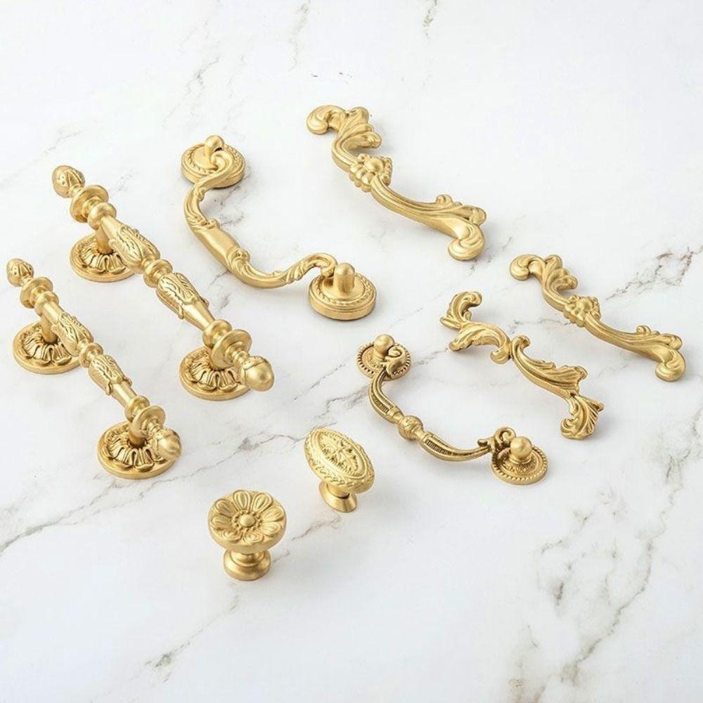 Solid Brass Cabinet Pulls Antique Bronze Finish Drawer Knobs Durable Wardrobe Handles  Bedroom Use