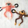 Interactive Dog Toy Squeaky Plush Animal Dog Chew Toy with Rubber Ring Stuffed Sloth Monkey Tug-of-War Toy for Puppy Teething
