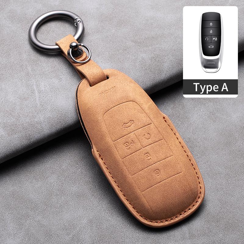 Leather Car Key Case Full Cover Remote Shell For Gac New Energy Trumpchi Aion S ION V Y LX and Mitsubishi Airtrek EV Accessories