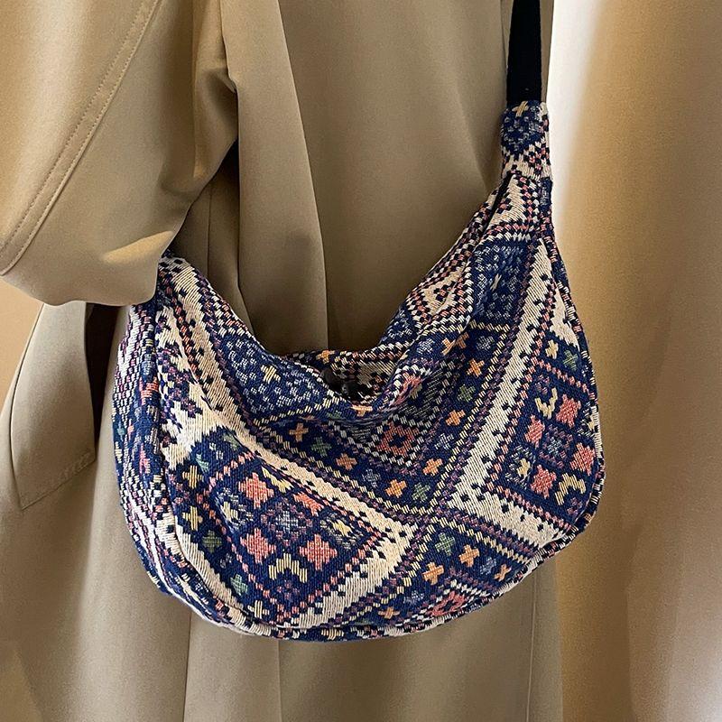 Ethnic-style Canvas Bags for Women Trendy and Fashionable Crossbody Bags for Women Ins-style Niche Dumpling-shaped Bags