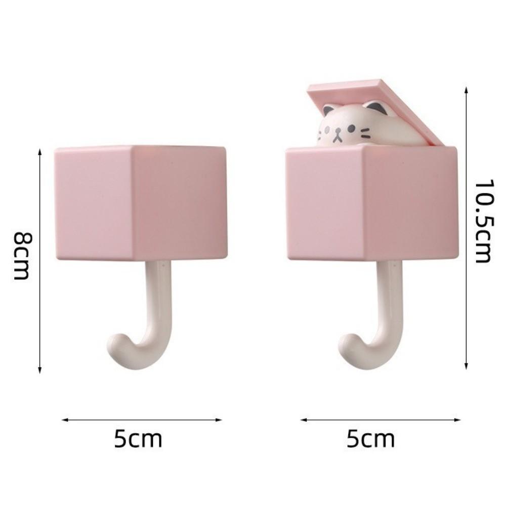 Punch Free Cute Cat Wall Hook Self Adhesive Cartoon Decor Hooks Wall Hanger For Keys Bags Towels