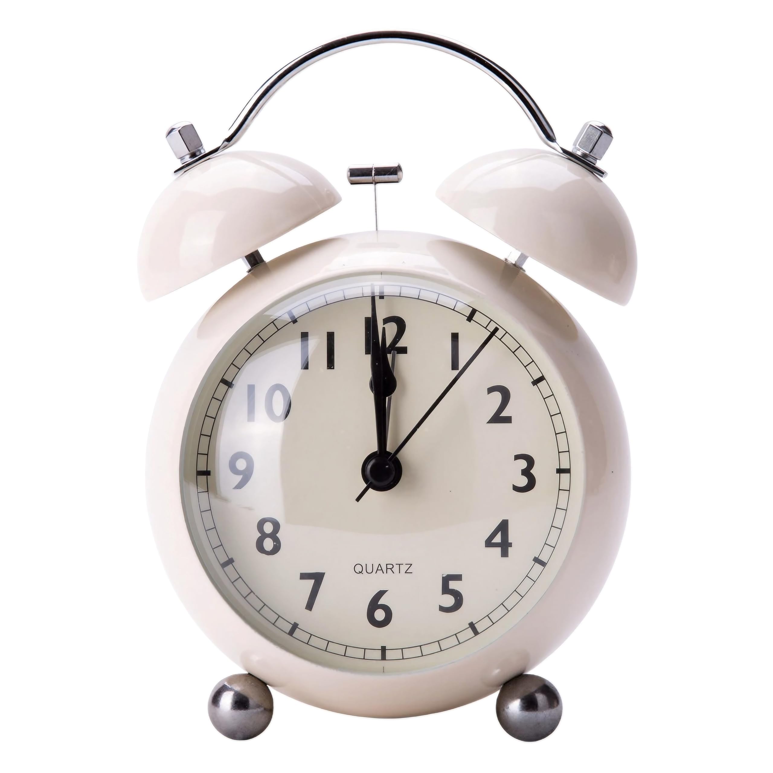 

East Leaf Alarm Clock, Classic Analog, Bell, Continuous Second Hand, Quiet, Stylish, Retro, Tabletop, Battery-Operated (White)