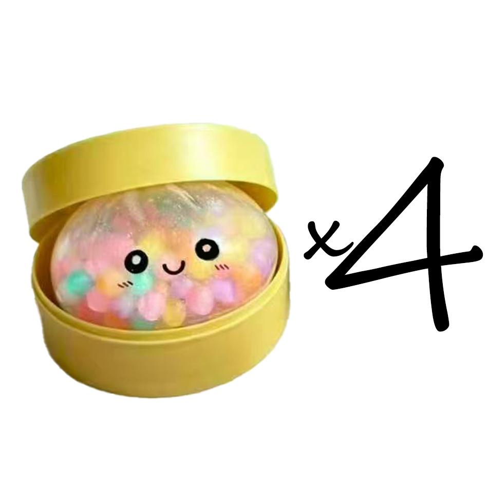 Hot Rainbow Dumpling Squishy with Bead Sensory Squeeze Toys for Stress Relief with Bamboo Steamer Funny Kawaii Toy Gifts