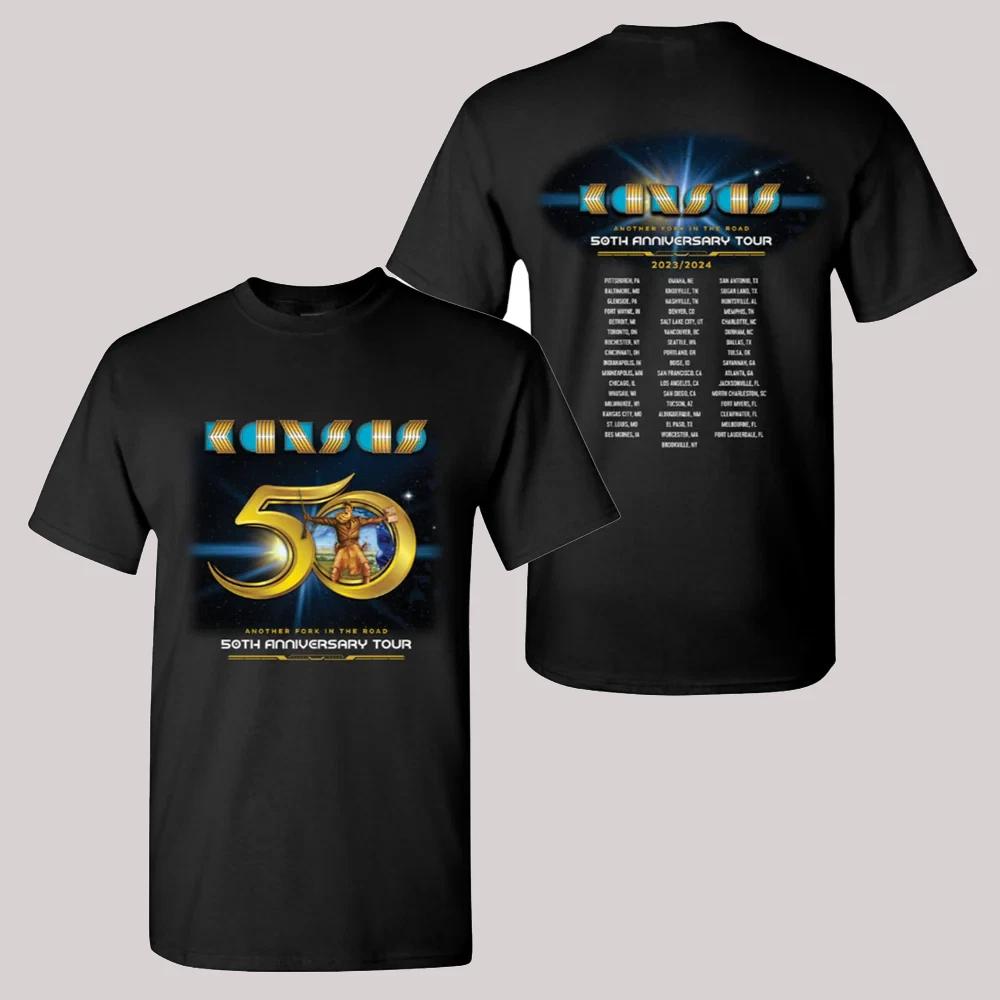 KANSAS Band 50th Anniversary Tour Cotton Black T Shirt EN36