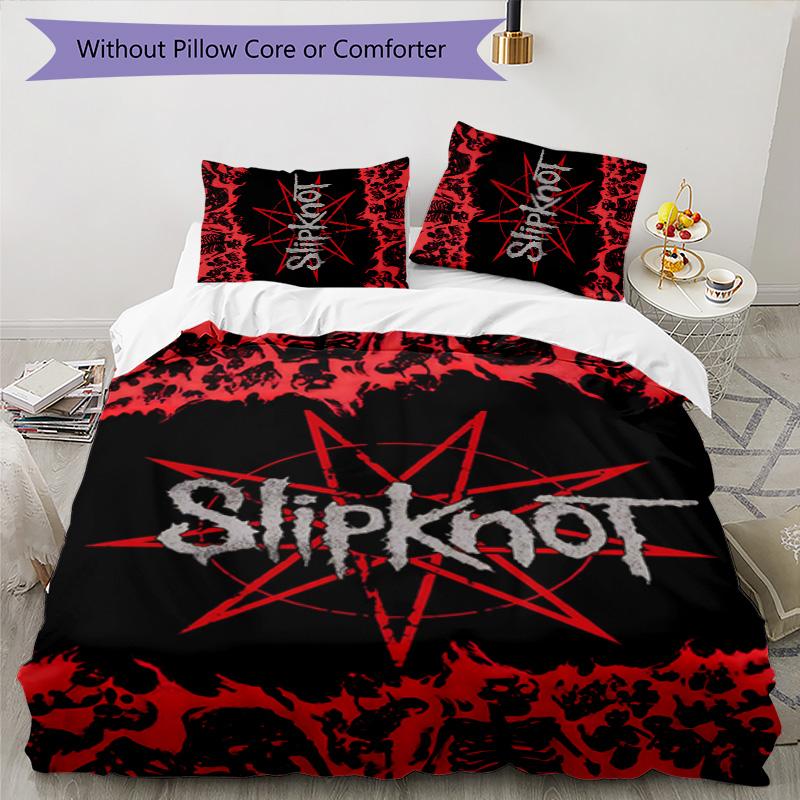 Slipknot 3pcs Bedding Set Duvet Cover Closure Includes 1 Duvet Cover & 2 Pillowcases for All Seasons Bedroom Home Dorm Decor