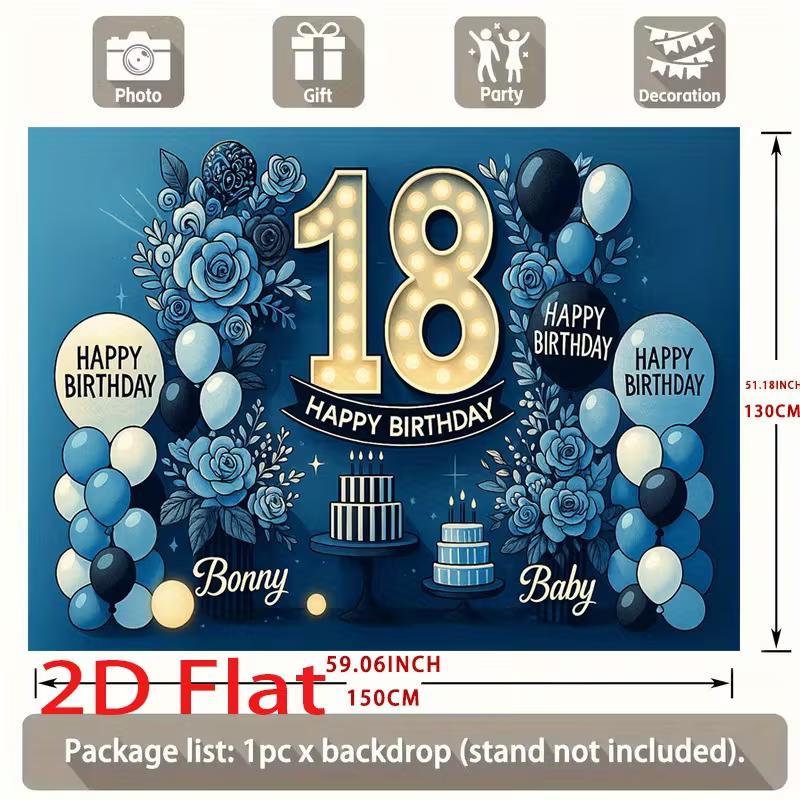 2D 18th Birthday Photography Background Banner for Photoshoot