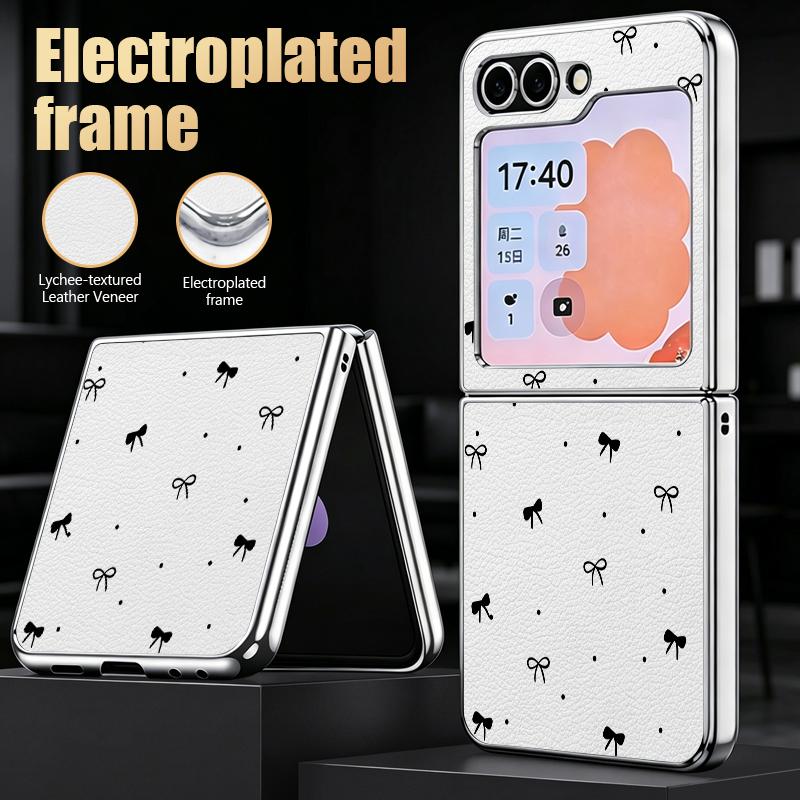 Colorful Bowknots Print Case For Samsung Galaxy Z Flip 8 7 6 5 Z Flip8 Flip7 Flip6 Hybrid 3in1 Plating Leather Skin Folding Phone Cover