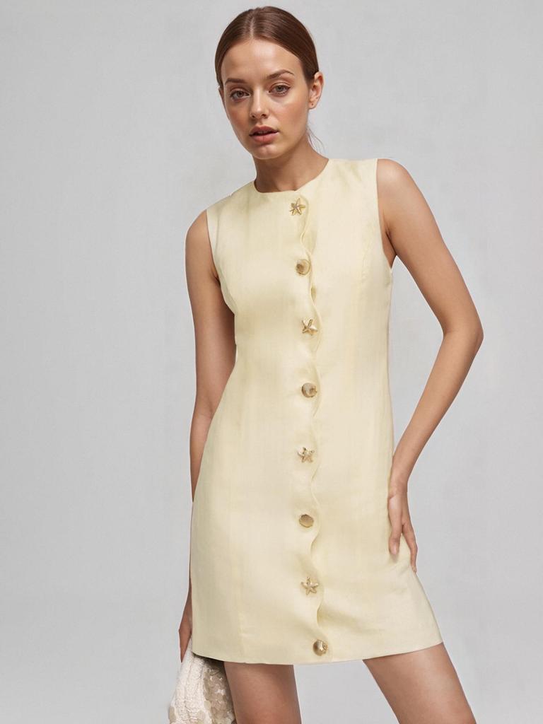 European & American Women's Sleeveless Button-Up Elegant Mini Skirt - Summer Slim Fit Socialite Style