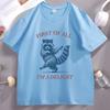 First of All Im A Delight T Shirt Funny Raccoon Tshirt Animal Humor Graphic T Shirts Cotton Short Sleeve Round Neck Tees