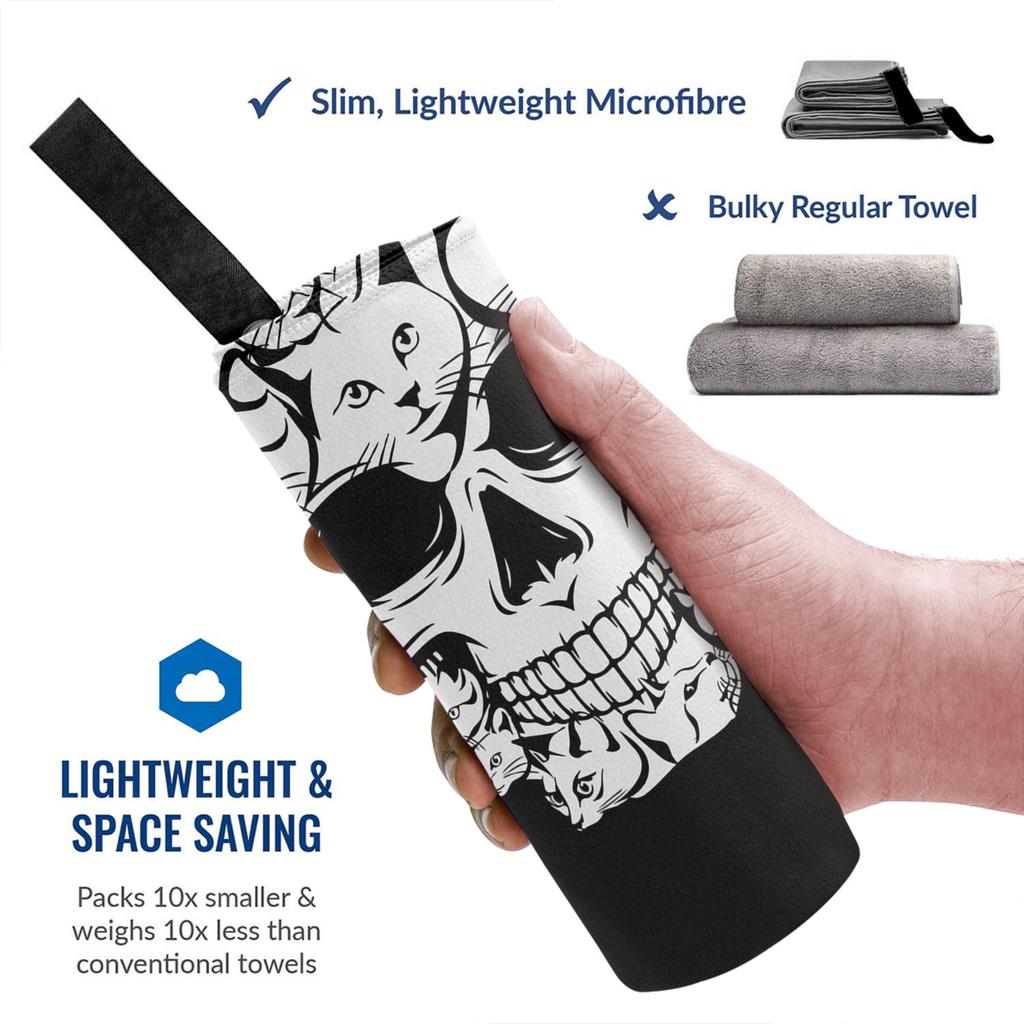 Halloween Lustige Katze Totenkopf Katze min Strandtuch Weiche Mikrofaser Schnelltrocknend Saugfähig Schnelle Handtücher Für Bad