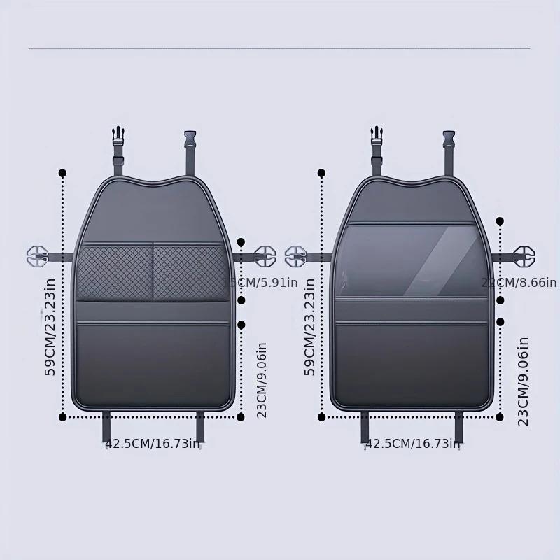 Car Seat Kick Proof Pad with Pockets PU Leather Auto Seat Back Protection Cover Multi-functional Tablet Holder for Kids