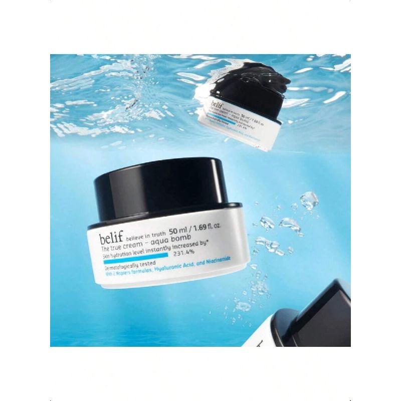 Belif The True Cream Aqua Bomb 50ml,Daily Niacinamide Hydrating Moisturizer, Lightweight Plumping Facial Cream With Hyaluronic Acid & Squalane