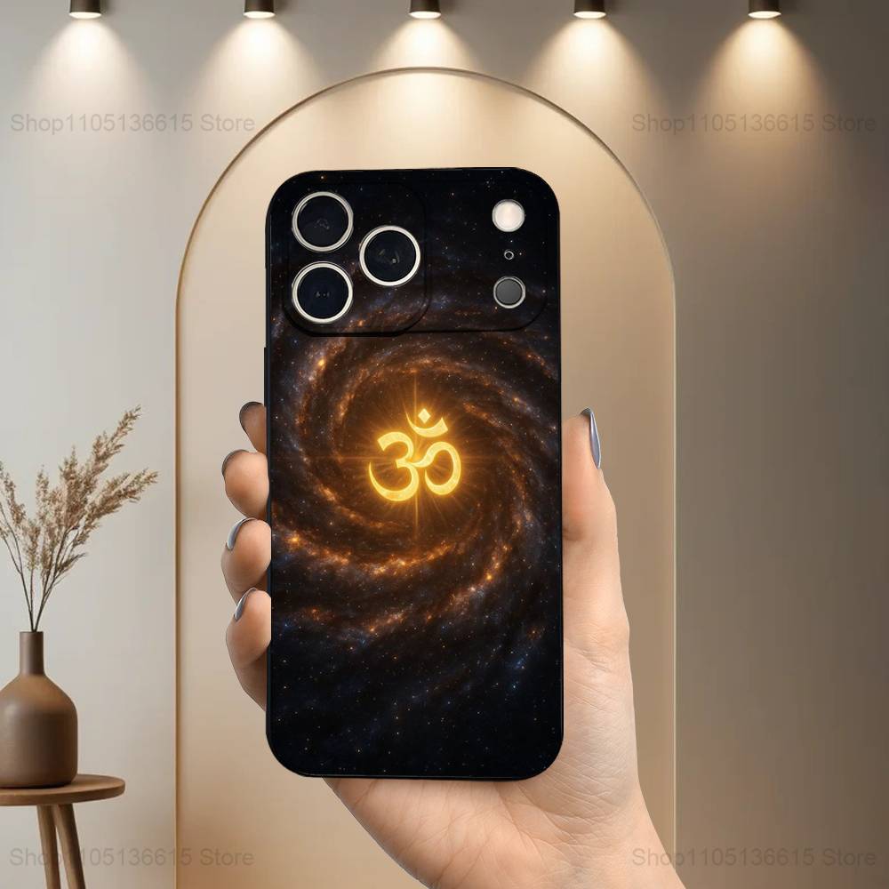 

Sports Aum O-Om Yoga Indian Case For iPhone 15,16,12,14,17,13,11,Plus,Pro Max,8,7,XR,SE,XS,X,Mini,Soft Silicone Black iPhone17Air
