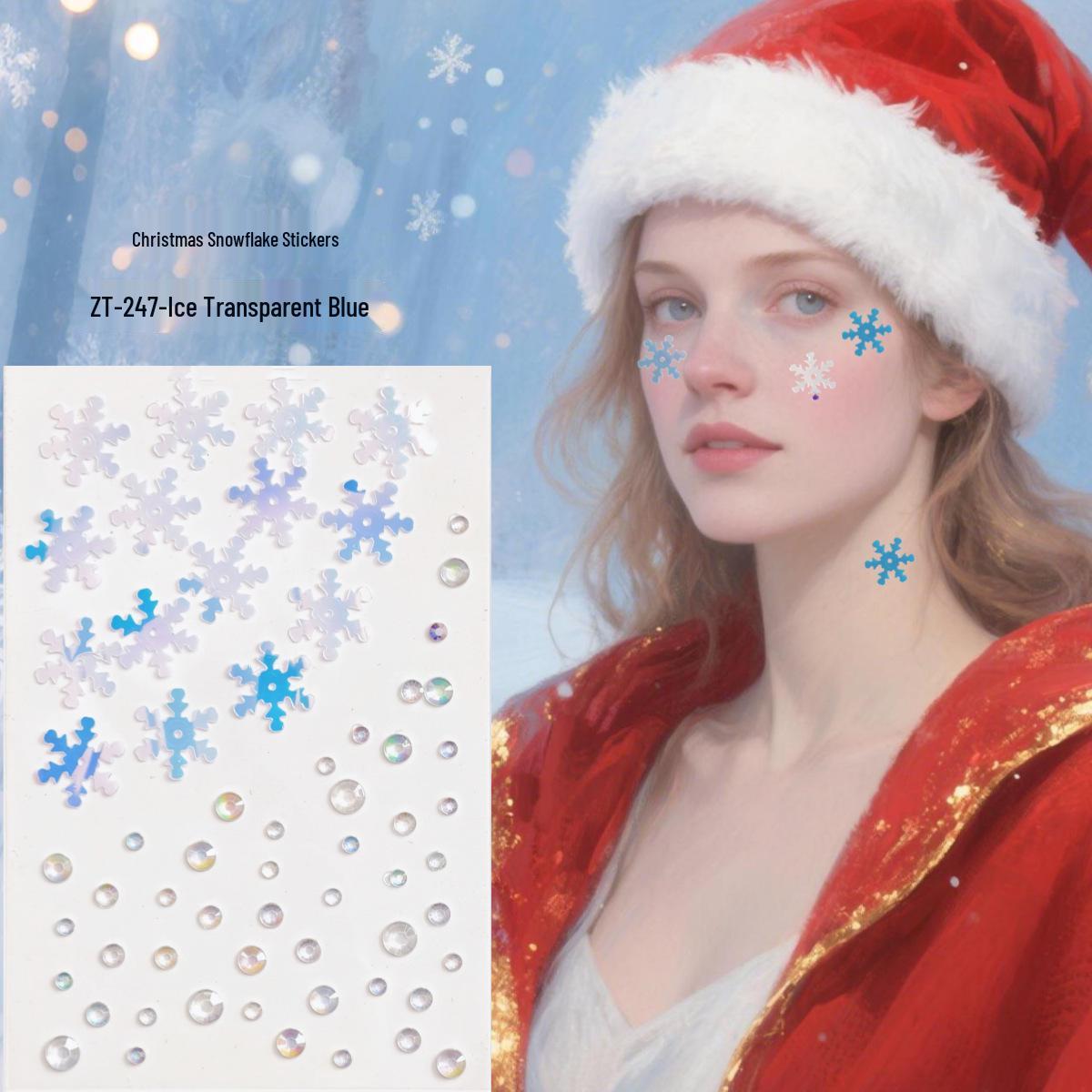 Sparkling Christmas Eye & Face Rhinestone Stickers - Tear-Shaped, Snowflake Sequins, Self-Adhesive Makeup Decorations