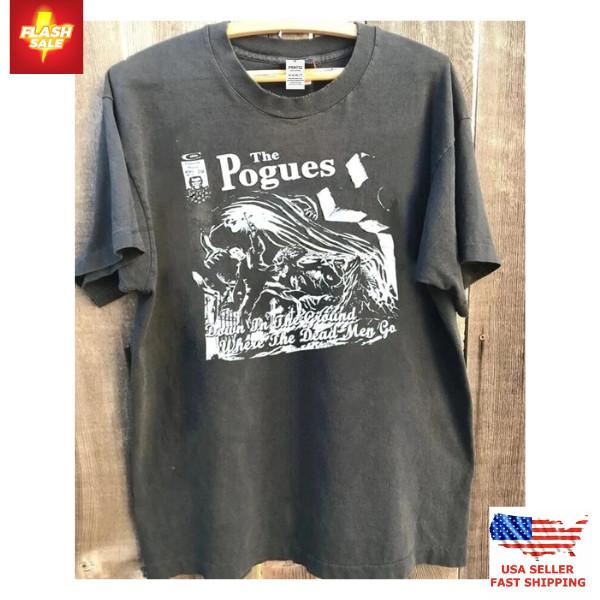 The Pogues Shirt, The Pogues Band Charcoal Cotton T-shirt Unisex S-5XL Unisex T-Shirt M