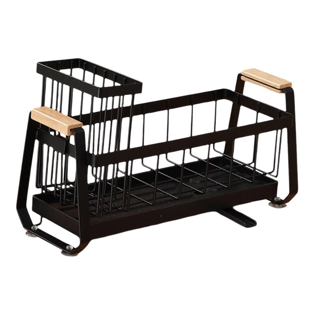 

Органайзер-подставка для раковины и держатель для высокой щетки, мыльница, сушилка, многофункциональная подставка на столешницу для раковины для губки, дозатора мыла With a Partition чёрный