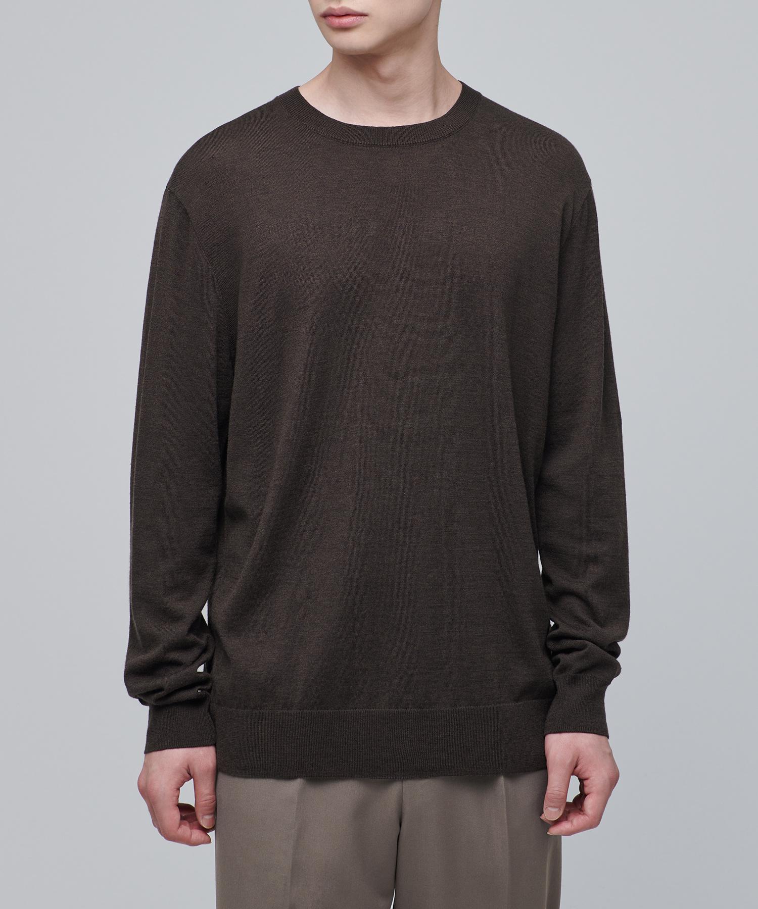 Musinsa Standard Merino Wool Blend High Gauge Crew Neck Knit [Dark Brown] Dark Brown/2Xl