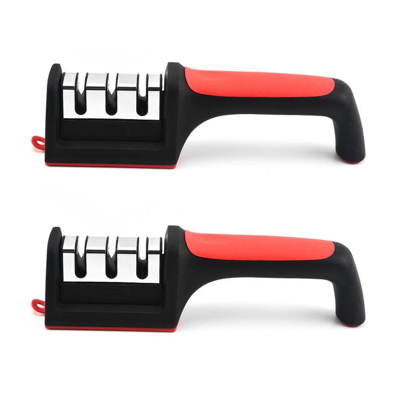 Quick Handheld Knife Sharpener Household Multi-function 3 Stages Type Sharpening Tool Stainless Steel Sharpening for Kitchen