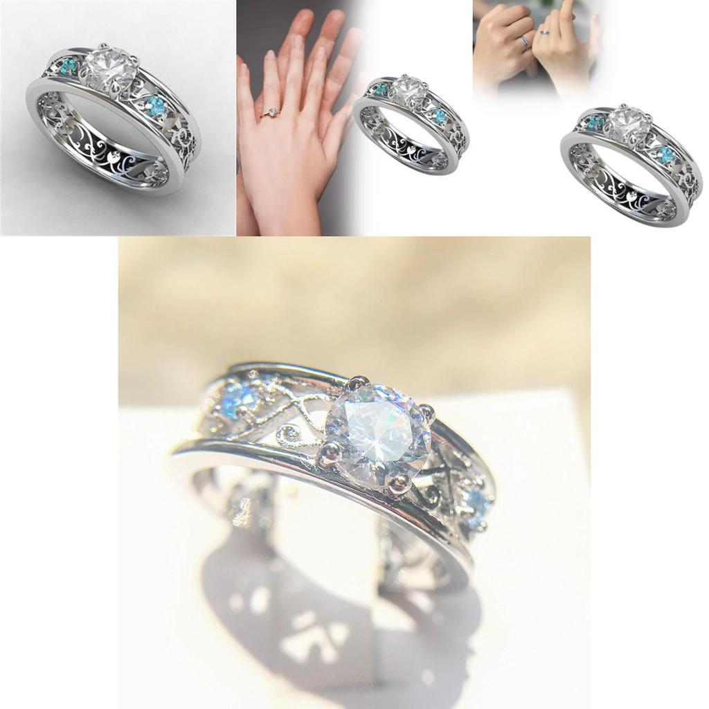 European Style Brass And Steel Geometric Ring With Blue Sapphire Decorative Jewelry