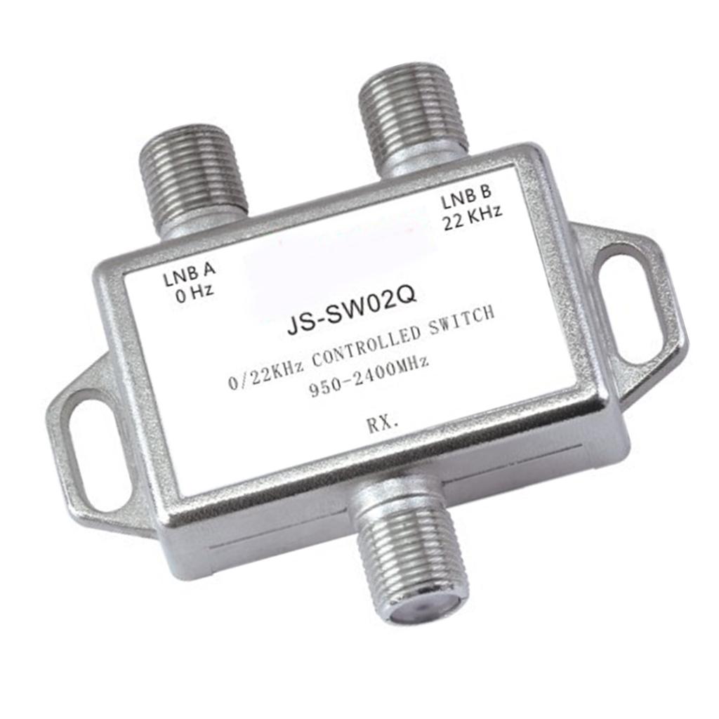 Satellite Switch 022KHz 2 in 1 Out Compact Zinc Alloy TV Signal Switch for Switching TV Channel