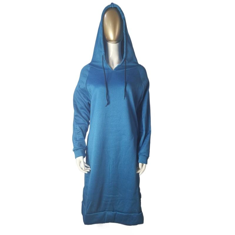 GMXIA Autumn and Winter Hooded Pocket Dress Bottom Shirt Mid-Length Sweatshirt Women's Clothing