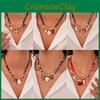 Punk Geometric Heart Bow Pendant Necklace For Women With Zinc Alloy Chain