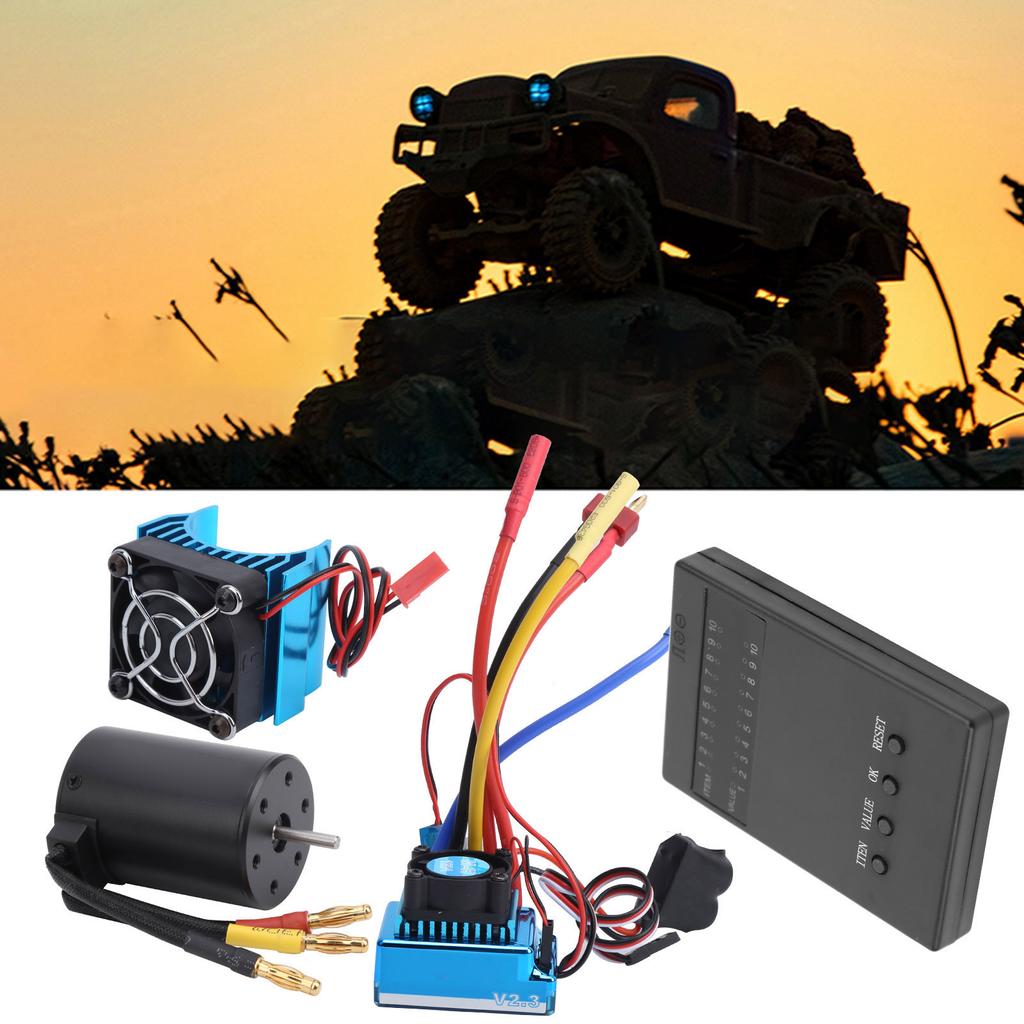 3650 Motor 2300KV+ 120A Brushless ESC + Program Card + Heat Sink Set for 110 RC Car
